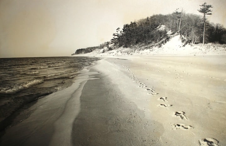 Lake Michigan Beach by Enoch H. Beckquist (1882-1970) [Muskegon Museum of Art]. Silver Print Photograph, 20th c. Gift of the Greater Muskegon Camera Club.