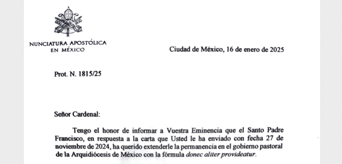 Papa Francisco dispone permanencia de Aguiar Retes en arquidiócesis de México