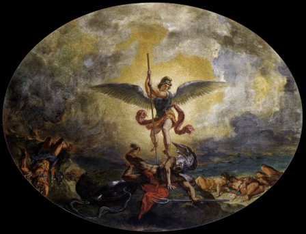 En la imagen, cuadro del Arcángel San Miguel luchando contra el diablo.