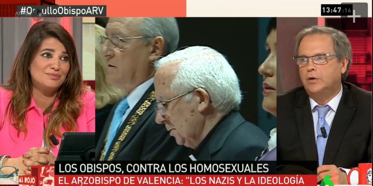 Un profesor del CEU despelleja en La Sexta al cardenal Cañizares con la imagen de Romero Caramelo de fondo