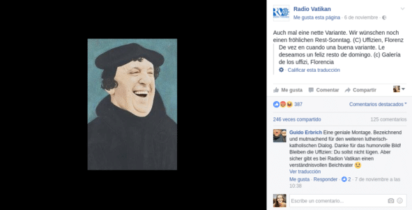 A Radio Vaticana le parece gracioso hacer fusión de caras entre el Papa y Lutero