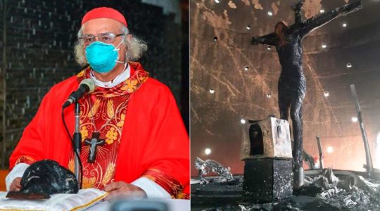 Cardenal Brenes celebra Misa en capilla atacada con bomba molotov en Nicaragua