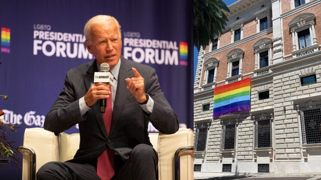 La embajada de Estados Unidos ante la Santa Sede cuelga la bandera LGTB