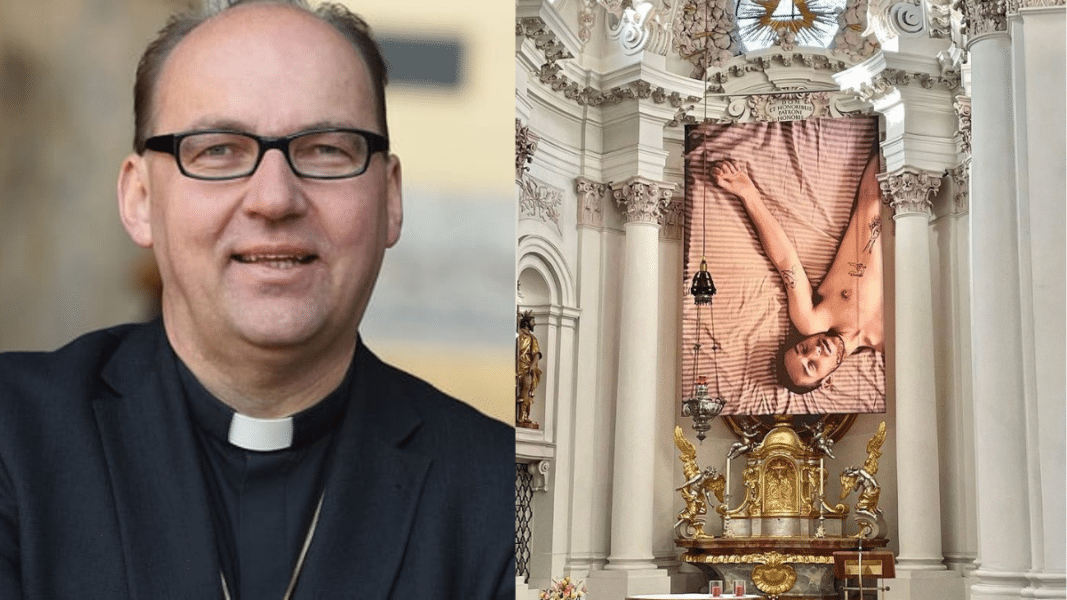 Obispo de Austria defiende la decoración de una iglesia con la imagen de un hombre semidesnudo
