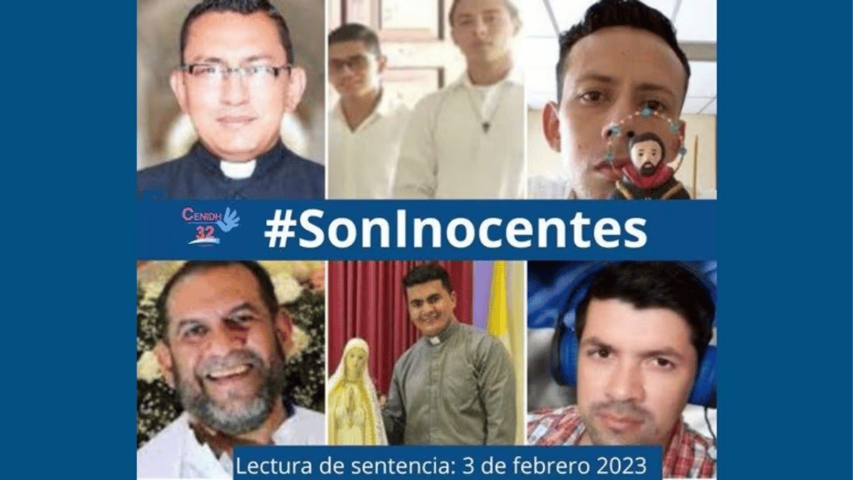 Religiosos y laico que estaban con Mons. Àlvarez. declarados culpables de "conspiración" . Foto del CENIDH