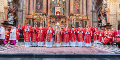 Mons. Demetrio Fernández con los nuevos sacerdotes
