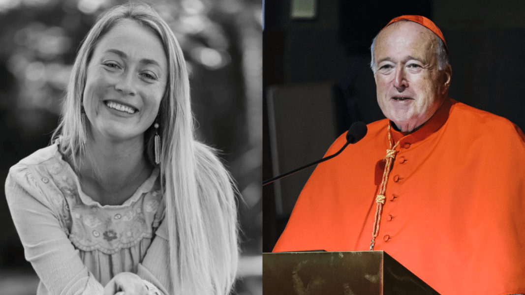 Rachel Mastrogiacomo y el cardenal McElroy