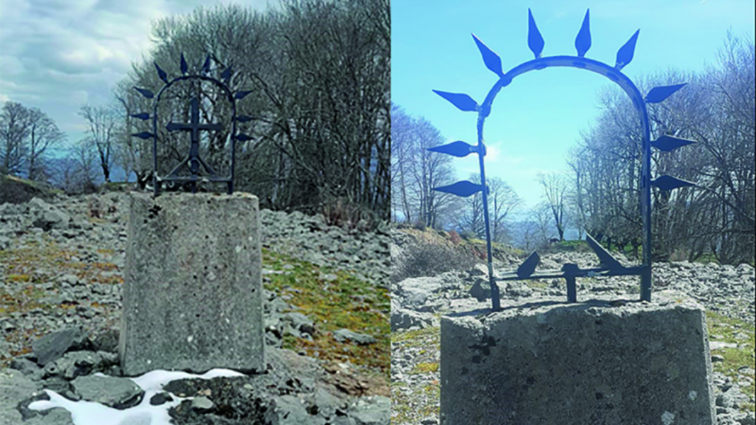 Otro ataque contra la cruz: vandalizadas dos de las tres cruces del camino de subida al Santuario de San Miguel de Aralar