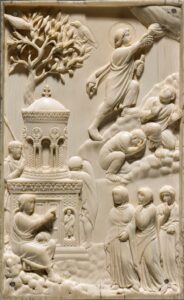 Relieve antiguo representando la Ascensión de Cristo entre sus discípulos