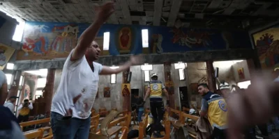 Interior de la Iglesia de San Elías destruido tras un atentado yihadista en Siria