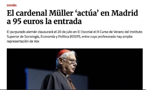 Cardenal Müller durante su intervención en El Escorial, en una imagen utilizada por Vida Nueva para anunciar su presencia en un curso del ISSEP.