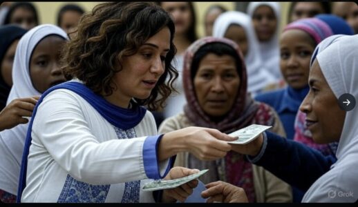 Representación de la caridad cristiana promovida por Ayuso en ayudas internacionales a mujeres africanas
