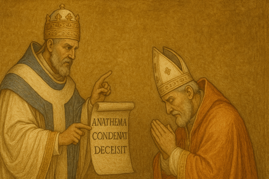 San León II condenando a Honorio I por herejía