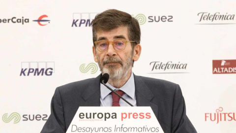 José Enrique Serrano durante una intervención pública en un acto institucional de Europa Press