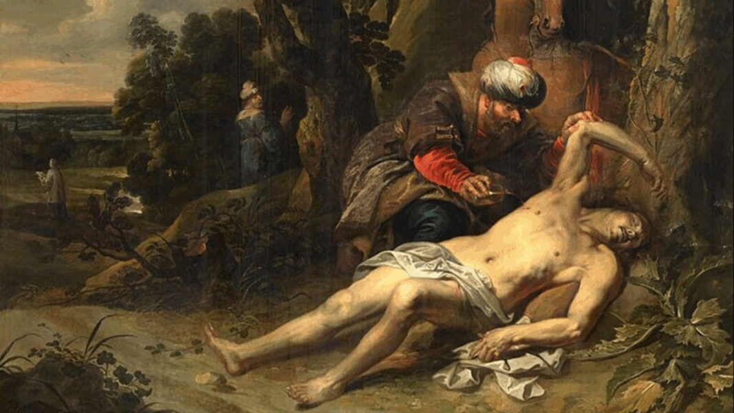 El peligro de la falsa misericordia: el Buen Samaritano ayuda a un herido.
