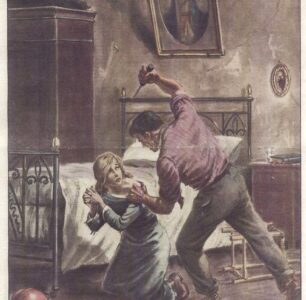 María Goretti defendiéndose del intento de agresión de su asesino Alessandro Serenelli