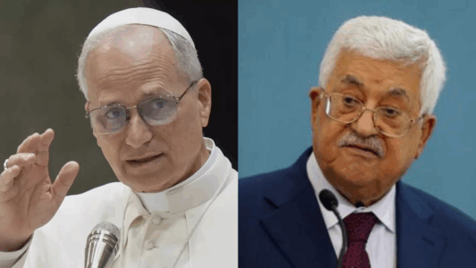 El Papa León XIV y Mahmoud Abbas durante una intervención pública sobre la situación en Palestina.