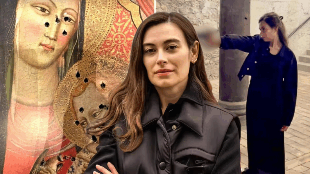 Concejal suiza dispara a imagen de la Virgen María perforada por impactos.