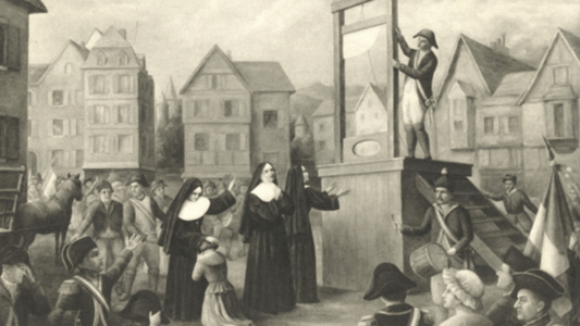 Representación del martirio de las carmelitas de Compiègne durante la Revolución Francesa.