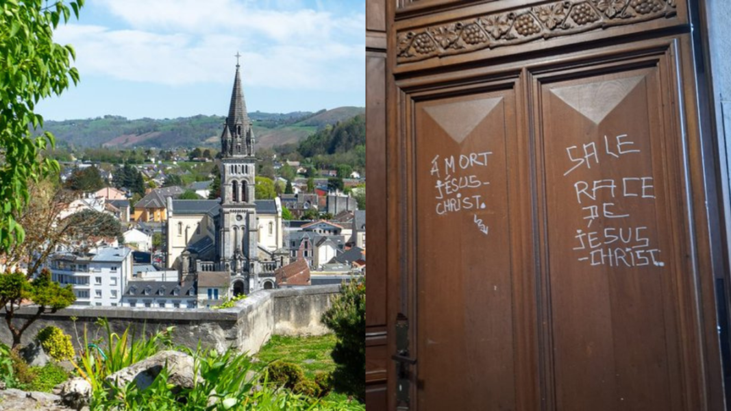 Francia: Vandalizan una iglesia en Lourdes con graves insultos anticristianos