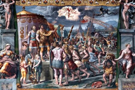The Vision of the Cross by Circle of Raphael, 1520–24 [Hall of Constantine, Apostolic Palace, Vatican]