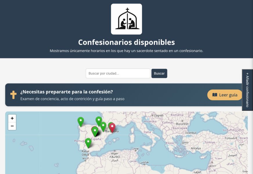 Un mapa interactivo en tiempo real de confesionarios abiertos