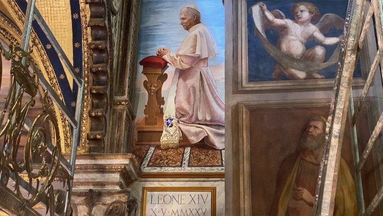 León XIV ya tiene su propio fresco en el santuario de la Virgen del Buen Consejo de Genazzano