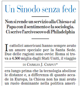 Un sínodo fuera de la pista. Las críticas del arzobispo de Filadelfia