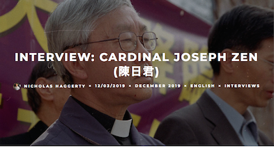 Iglesia al borde del cisma en China. La alarma del cardenal Zen